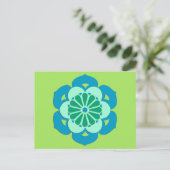 Lotus Blume Mandala, Lime Green und Light Blue Postkarte (Stehend Vorderseite)