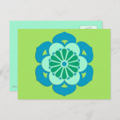 Lotus Blume Mandala, Lime Green und Light Blue Postkarte (Vorne/Hinten)