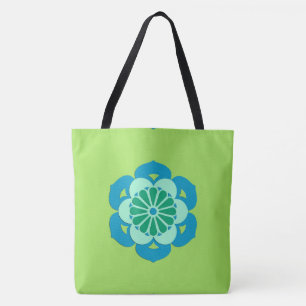 Lotus Blume Mandala, Lime Green und Light Blue Tasche