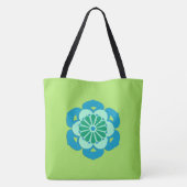 Lotus Blume Mandala, Lime Green und Light Blue Tasche (Rückseite)