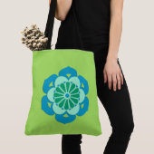 Lotus Blume Mandala, Lime Green und Light Blue Tasche (Von Nahem)