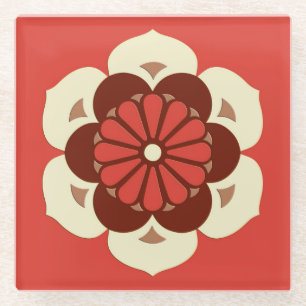 Lotus Blume Mandala, Mandarin Orange Glasuntersetzer