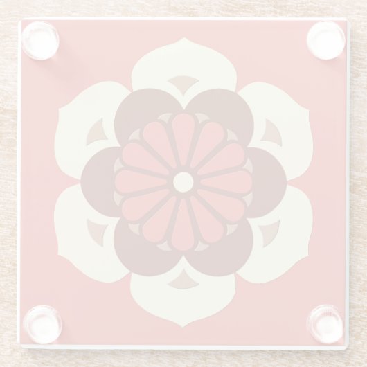 Lotus Blume Mandala, Mandarin Orange Glasuntersetzer (Rückseite)