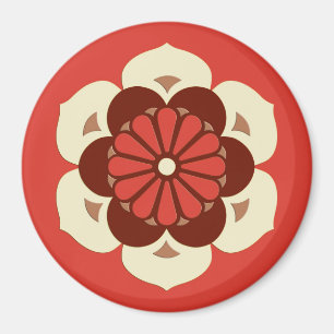 Lotus Blume Mandala, Mandarin Orange Magnet