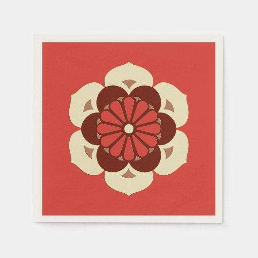 Lotus Blume Mandala, Mandarin Orange Serviette (Vorderseite)