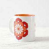 Lotus Blume Mandala, Mandarin Orange Zweifarbige Tasse (Vorderseite Links)