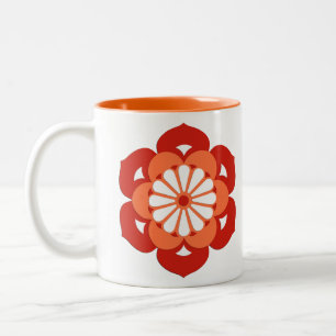 Lotus Blume Mandala, Mandarin Orange Zweifarbige Tasse
