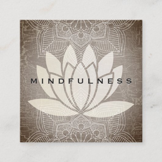 Lotus Blume Mandala Muster Marmortextur Quadratische Visitenkarte (Vorderseite)