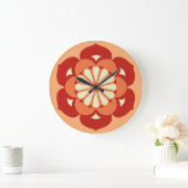 Lotus Blume Mandala, Pastel Orange und Mandarin Große Wanduhr (Zuhause)