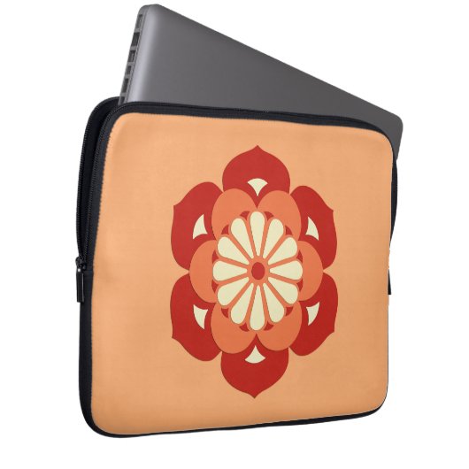 Lotus Blume Mandala, Pastel Orange und Mandarin Laptopschutzhülle (Vorne Rechts)