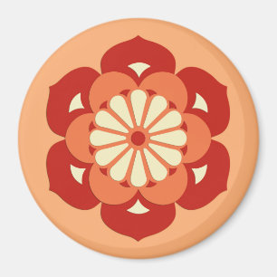 Lotus Blume Mandala, Pastel Orange und Mandarin Magnet