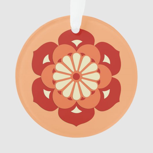 Lotus Blume Mandala, Pastel Orange und Mandarin Ornament (Vorderseite)