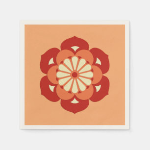 Lotus Blume Mandala, Pastel Orange und Mandarin Serviette