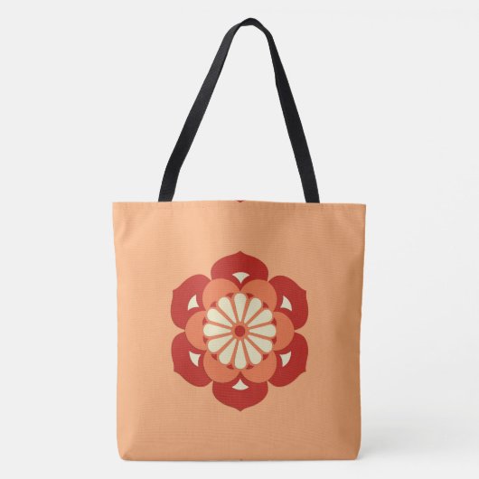 Lotus Blume Mandala, Pastel Orange und Mandarin Tasche (Vorderseite)