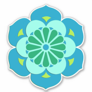 Lotus Blume Mandala, Sky Blue und Light Aqua Aufkleber