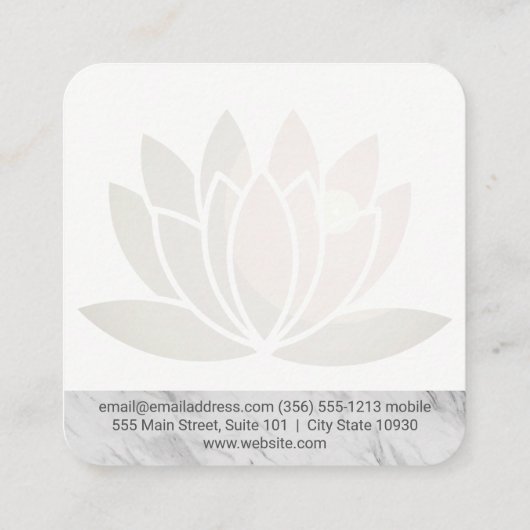 Lotus Blume Marbled | Wellness-Center | Massage Quadratische Visitenkarte (Rückseite)