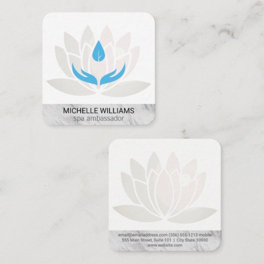 Lotus Blume Marbled | Wellness-Center | Massage Quadratische Visitenkarte (Vorne/Hinten)