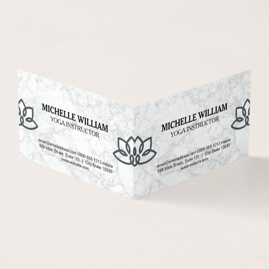 Lotus Blume Marbled | Yoga-Lehrer | Yoga Studio Visitenkarten (Vorderseite)