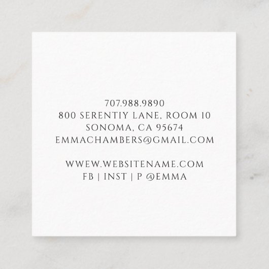 Lotus Blume Massage Therapeut Quadratische Visitenkarte (Rückseite)