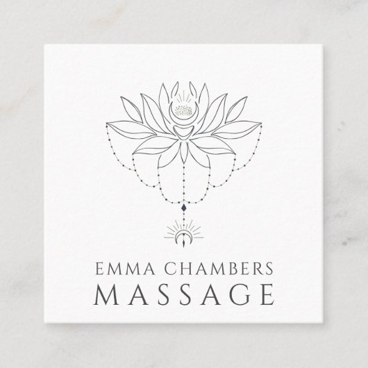 Lotus Blume Massage Therapeut Quadratische Visitenkarte (Vorderseite)