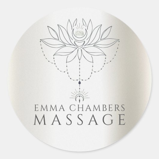 Lotus Blume Massagetherapeut Pearlescent Runder Aufkleber (Vorderseite)