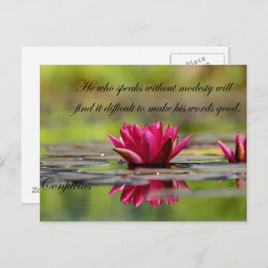 Lotus-Blume mit Confucius Quotes Postkarte (Vorne/Hinten)