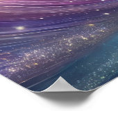 Lotus-Blume mit kosmischem Himmel und fließendem F Poster (Ecke)