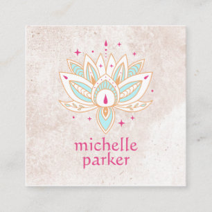LOTUS BLUME MIT STARS BOHO Yoga Holistic Coach Quadratische Visitenkarte