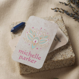 LOTUS BLUME MIT STARS BOHO Yoga Holistic Coach Visitenkarte