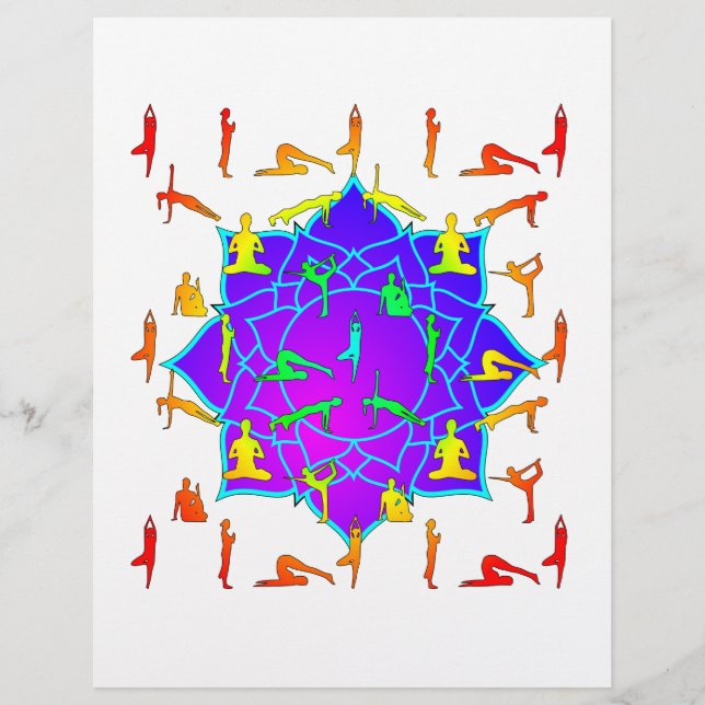 Lotus Blume mit Yoga-Posen (Vorderseite)