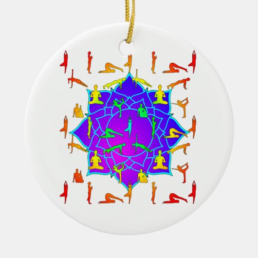 Lotus Blume mit Yoga-Posen Keramikornament (Vorne)