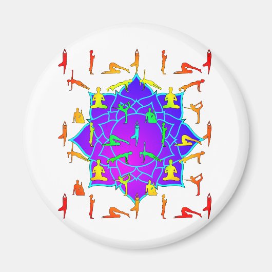 Lotus Blume mit Yoga-Posen Magnet (Vorne)