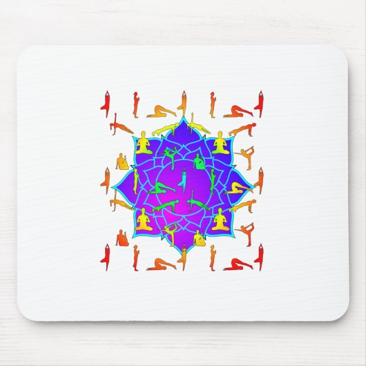 Lotus Blume mit Yoga-Posen Mousepad (Vorne)