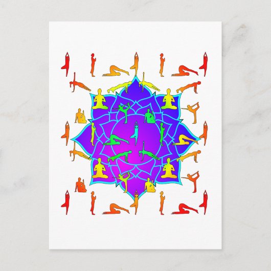 Lotus Blume mit Yoga-Posen Postkarte (Vorderseite)