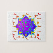 Lotus Blume mit Yoga-Posen Puzzle (Horizontal)