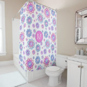 Lotus Blume Modernes Monogramm Pink Pastellgrün Duschvorhang (Beispiel)