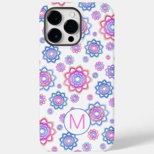 Lotus Blume Monogram Einfach rosa Pastellgrün Case-Mate iPhone 14 Pro Max Hülle