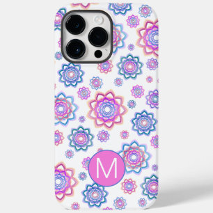 Lotus Blume Monogram farbenfroh rosa Pastellgrün Case-Mate iPhone 14 Pro Max Hülle