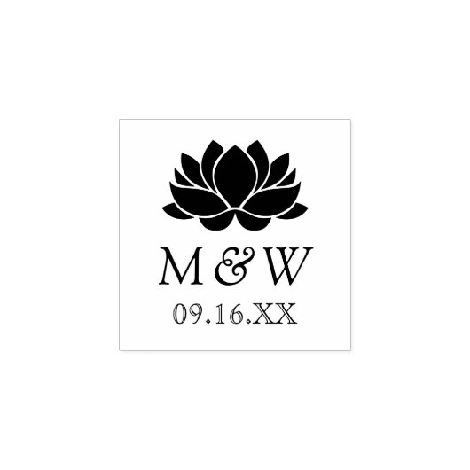 Lotus Blume Monogram Wedding Gummistempel (Prägung)