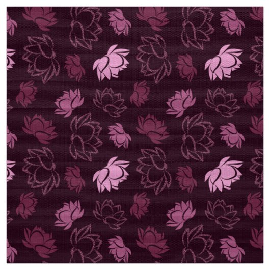Lotus Blume Muster in Burgund Stoff (Muster)