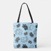 Lotus Blume Muster in Grau Tasche (Rückseite)