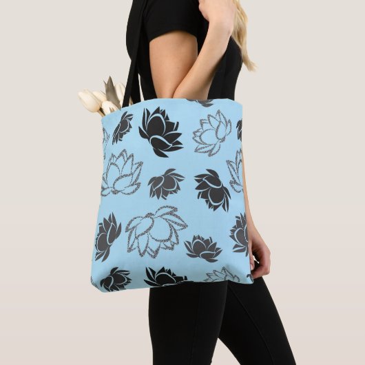 Lotus Blume Muster in Grau Tasche (Von Nahem)