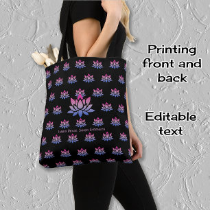 Lotus-Blume-Muster und benutzerdefinierter Text Tasche