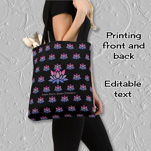 Lotus-Blume-Muster und benutzerdefinierter Text Tasche