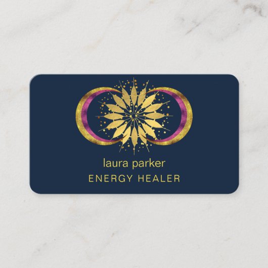 Lotus Blume Mystic Moon Crescent Reiki Healer Visitenkarte (Vorderseite)