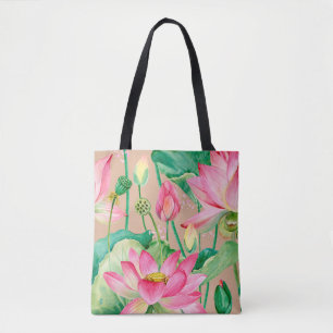Lotus Blume nahtlos. botanisch Tasche