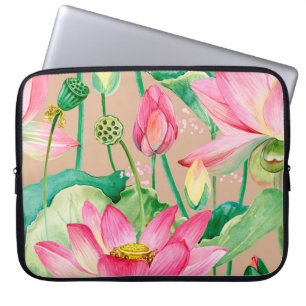 Lotus-Blume nahtlos. botanische Aquarellmuster Laptopschutzhülle