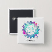 *~* Lotus Blume OM OM Symbol Wasserfarbe Mandala Button (Vorne & Hinten)