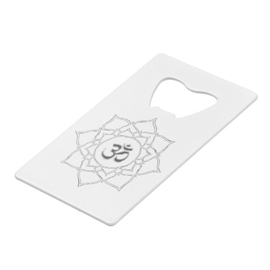 Lotus Blume Om Symbol Zeichnend Geldbeutel Flaschenöffner (Rückseite Schrägansicht)