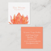 Lotus Blume Orange Coral Pink Wasserfarbe Quadratische Visitenkarte (Vorne/Hinten)